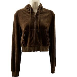John Galt ~ NWT Brown Velour zipped hoodie ~ one size ~ please see measurements